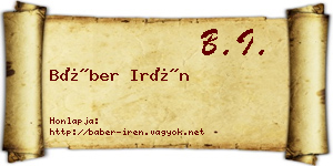 Báber Irén névjegykártya
